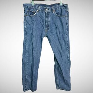 Levis 505 Jeans Mens 38 X 29 Solid Blue Denim Pants Pre Owned Straight